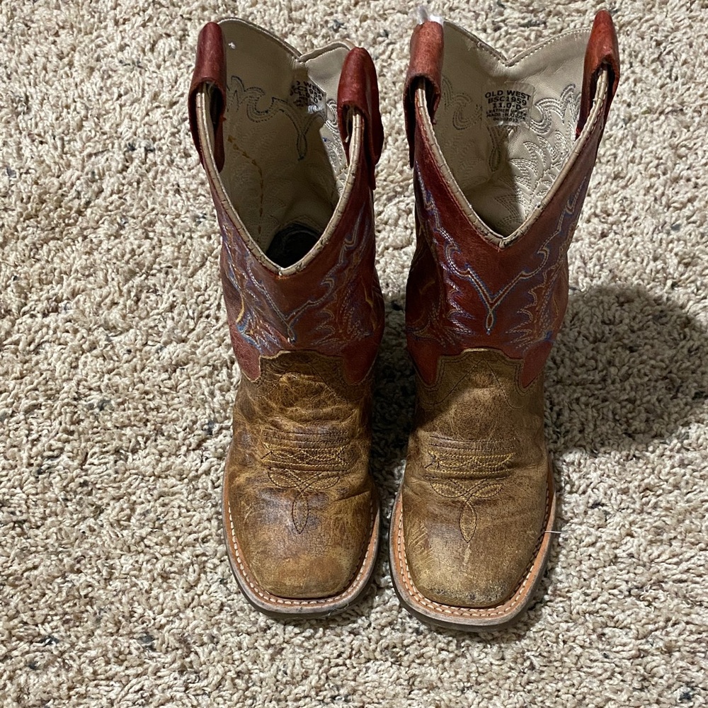Kids Old West Two-Tone Leather Cowboy Boots
